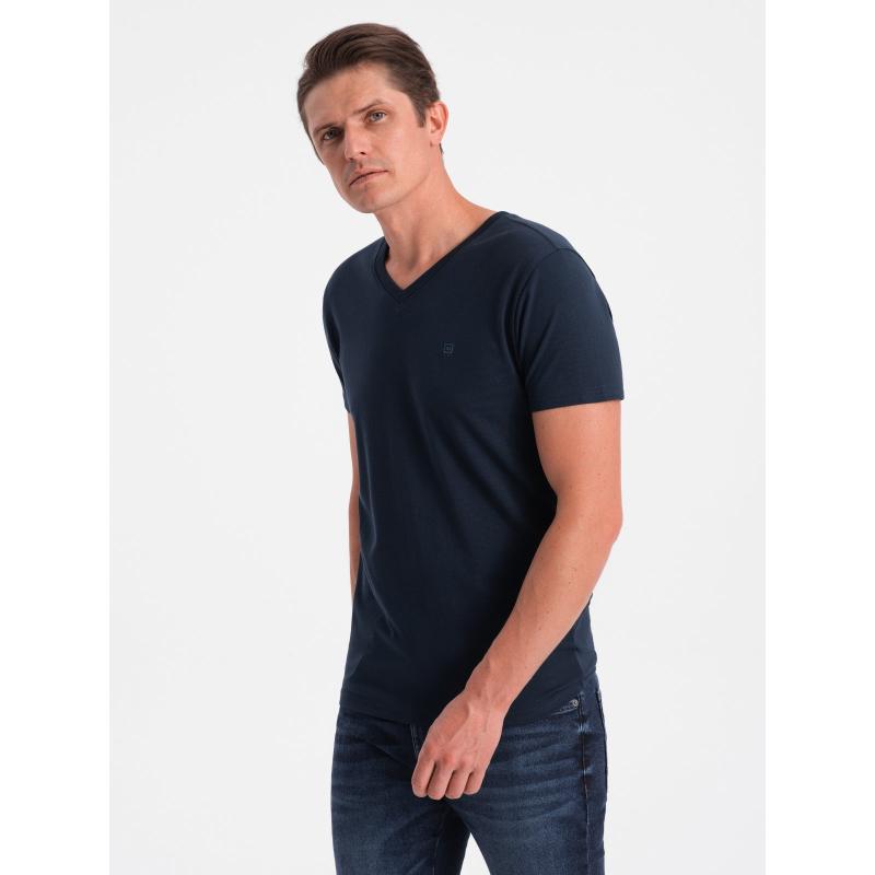 Pánské tričko V-NECK s elastanem V2 OM-TSCT-0106 tmavě modré 