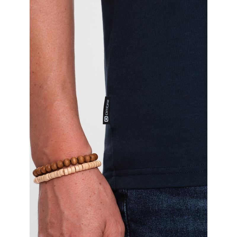 Pánské tričko V-NECK s elastanem V2 OM-TSCT-0106 tmavě modré 