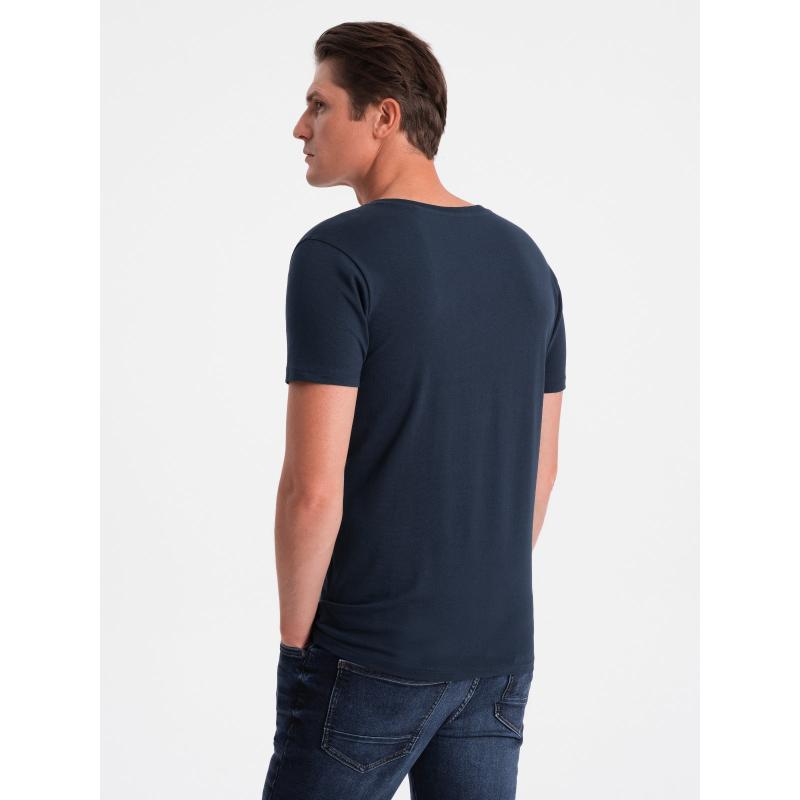 Pánské tričko V-NECK s elastanem V2 OM-TSCT-0106 tmavě modré 