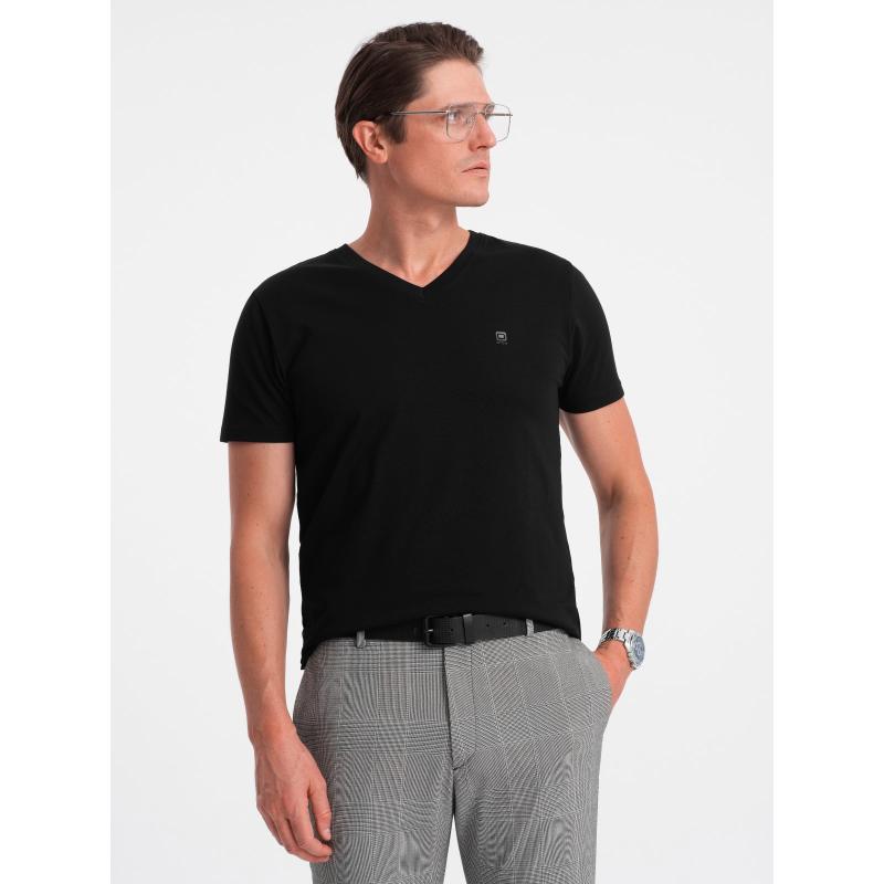 Pánské tričko V-NECK s elastanem V3 OM-TSCT-0106 černé