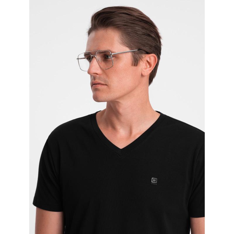 Pánské tričko V-NECK s elastanem V3 OM-TSCT-0106 černé