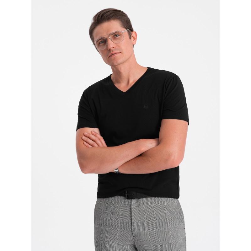 Pánské tričko V-NECK s elastanem V3 OM-TSCT-0106 černé