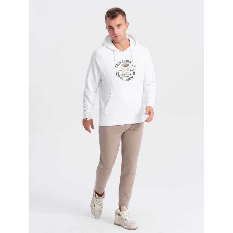 Férfi kapucnis pulóver kengurumintával V1 OM-SSPS-0151 fehér