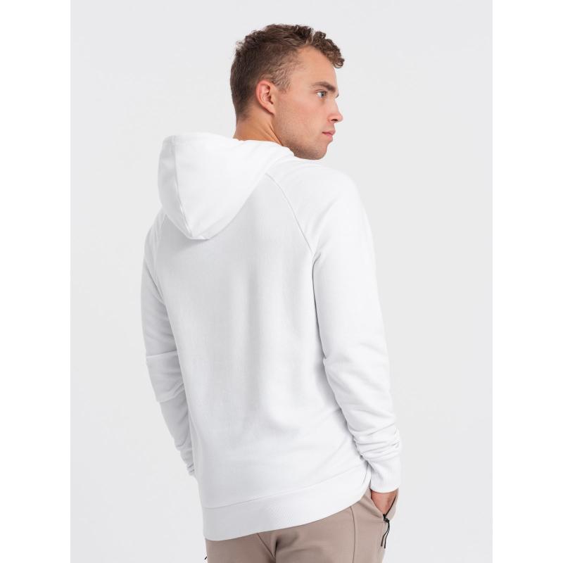 Férfi kapucnis pulóver kengurumintával V1 OM-SSPS-0151 fehér