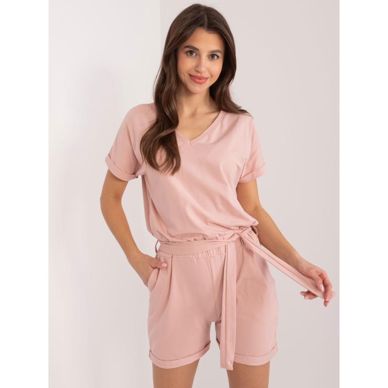 Női kezeslábas rugalmas derékkal PASS világos rózsaszínű