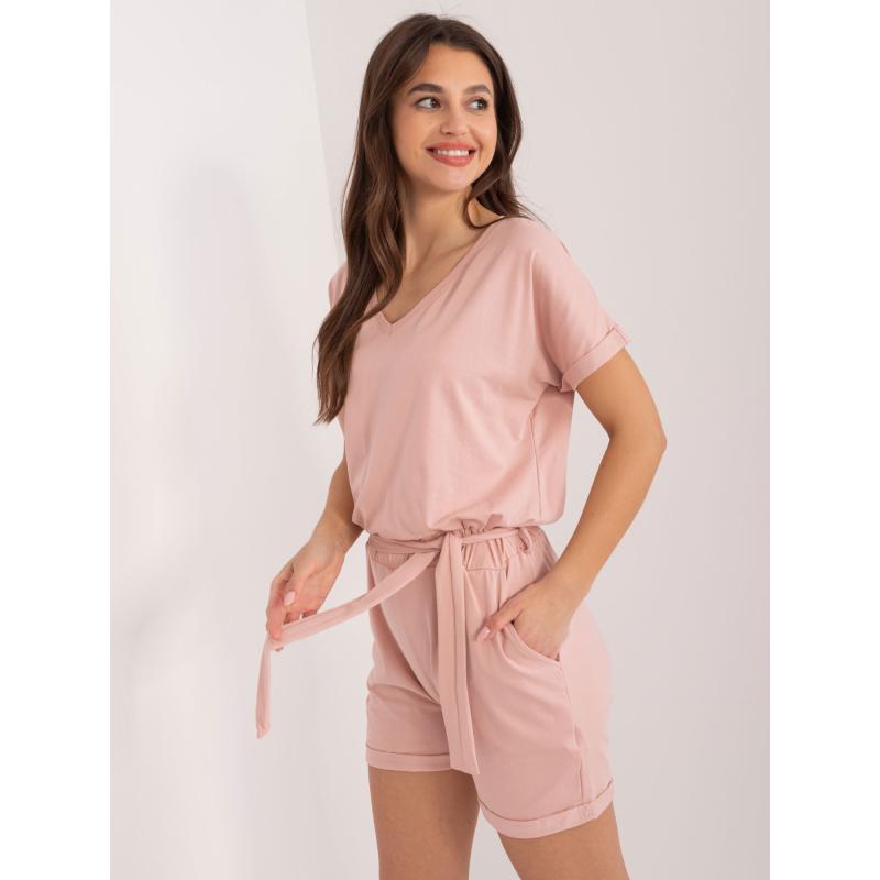 Női kezeslábas rugalmas derékkal PASS világos rózsaszínű
