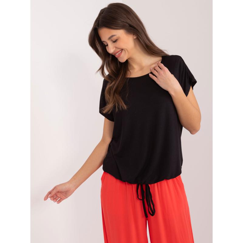 Női blúz szegéllyel SUBLEVEL fekete