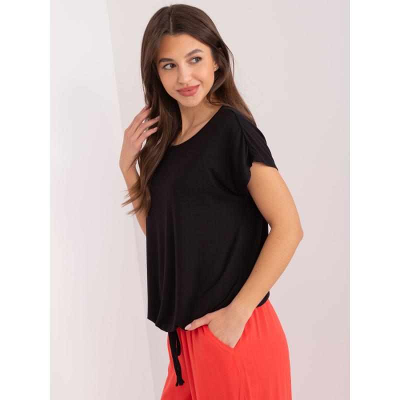 Női blúz szegéllyel SUBLEVEL fekete