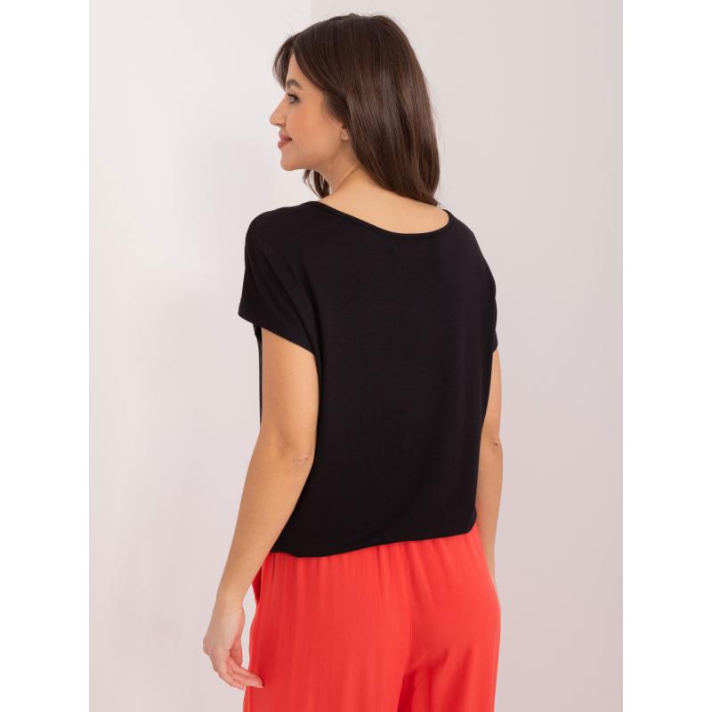 Női blúz szegéllyel SUBLEVEL fekete