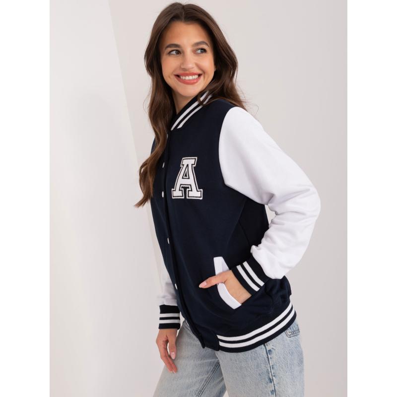 Női pamut baseball pulóver SPORT tengerészkék