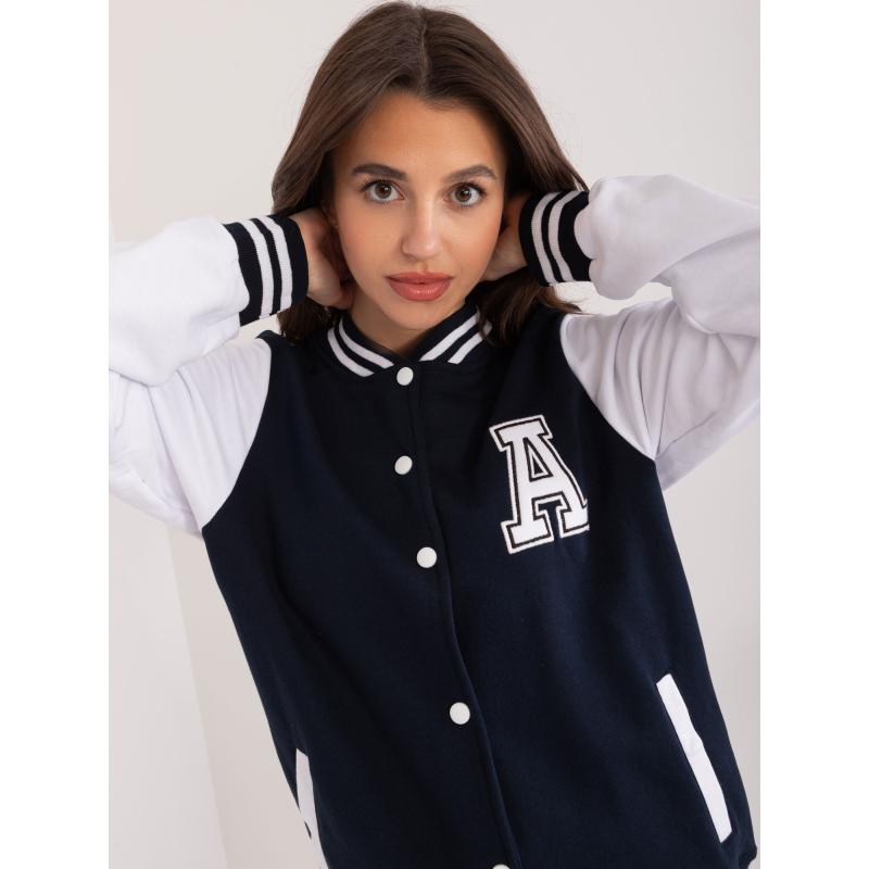 Női pamut baseball pulóver SPORT tengerészkék
