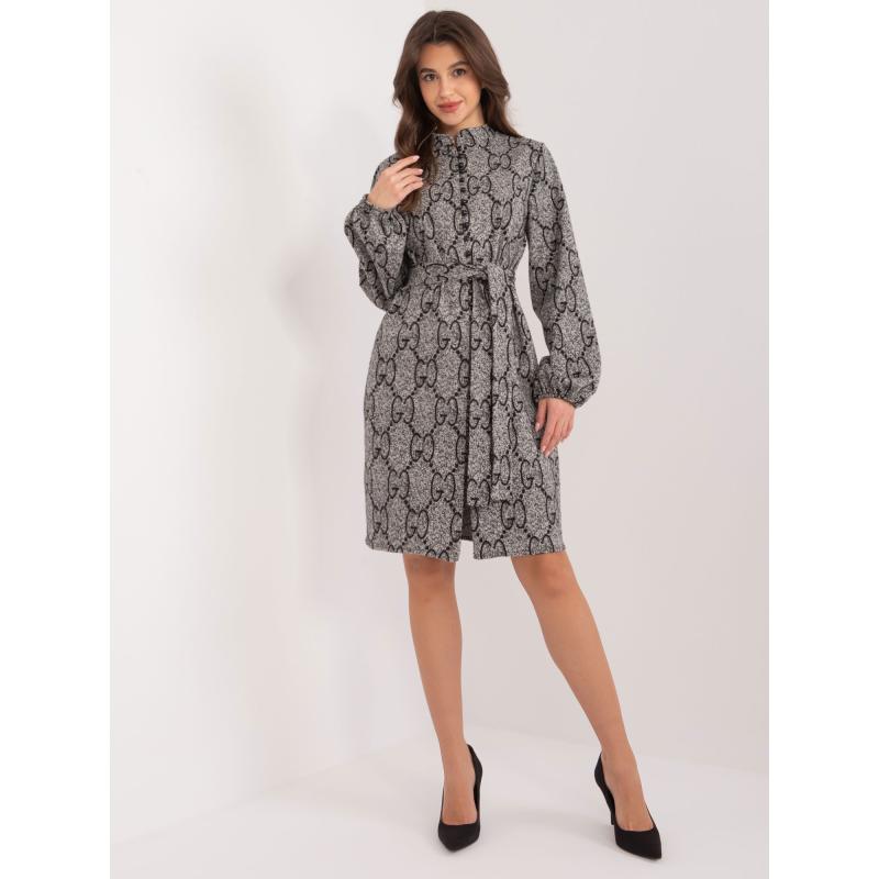 Női ruha gombokkal SEW szürke és fekete színben