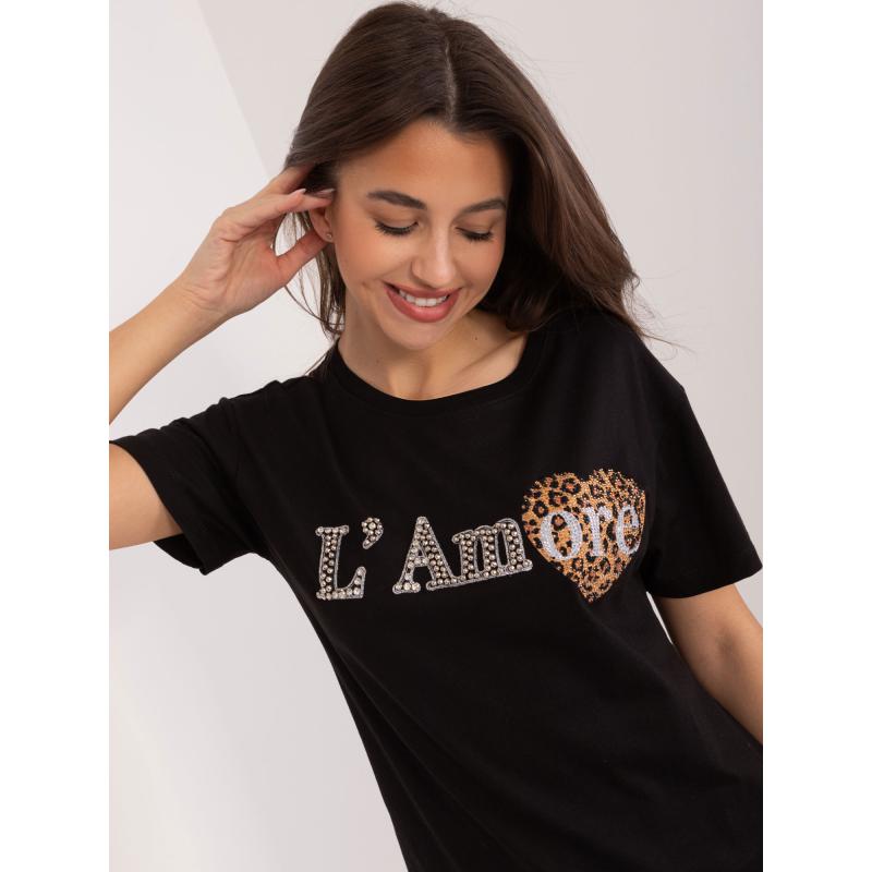 Dámské tričko s aplikacemi MOTAR černé 