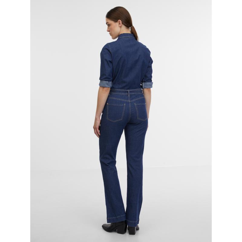 Sötétkék női farmer overall