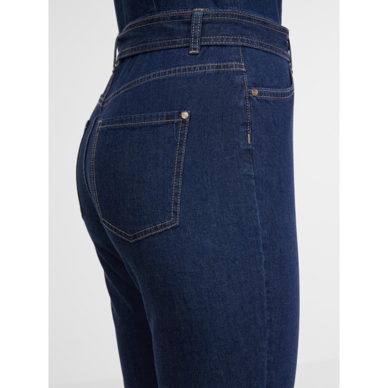 Sötétkék női farmer overall