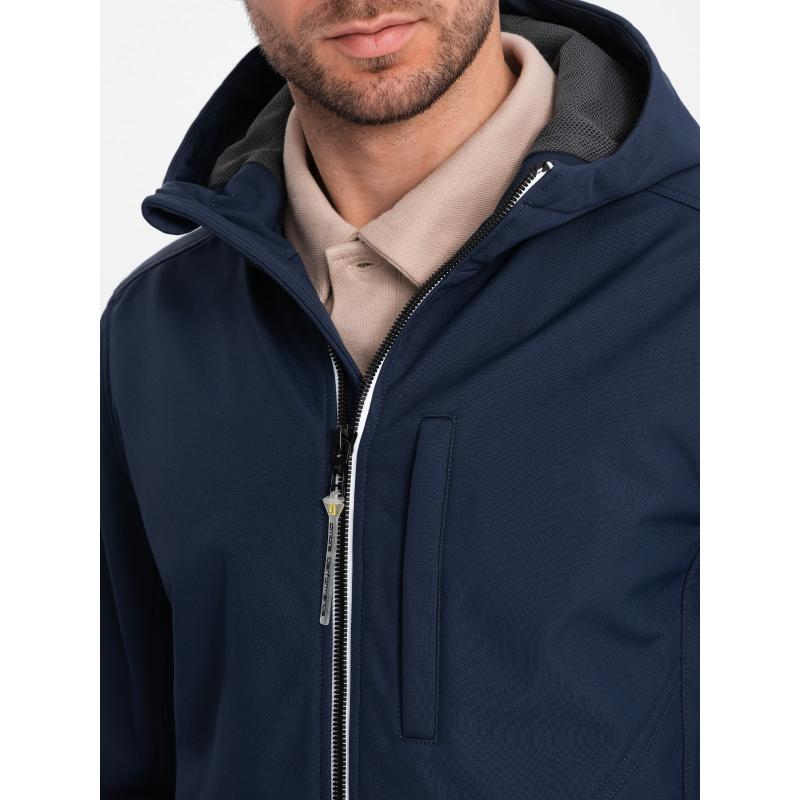 Férfi SOFTSHELL dzseki fleece V5 OM-JANP-0137 sötétkék