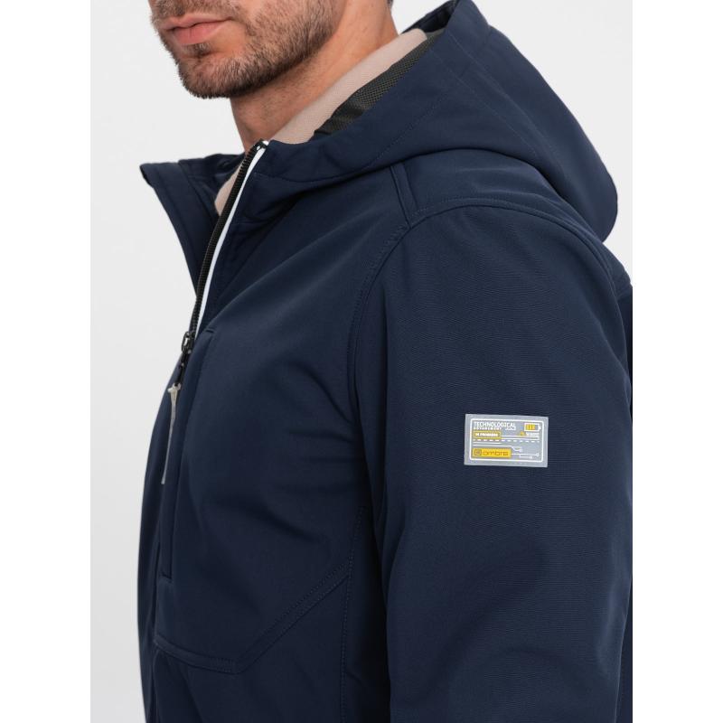 Férfi SOFTSHELL dzseki fleece V5 OM-JANP-0137 sötétkék
