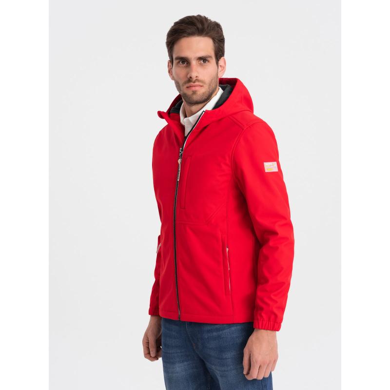 Pánska bunda SOFTSHELL s fleecom V6 OM-JANP-0137 červená