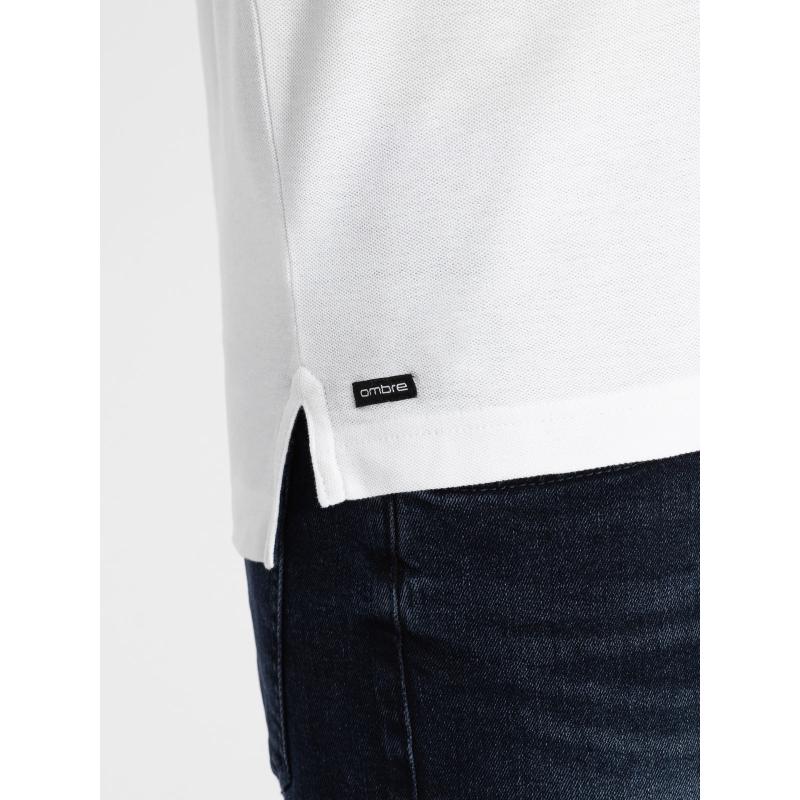 Pánská polokošile bez límečku V1 OM-TSCT-0156 bílá 