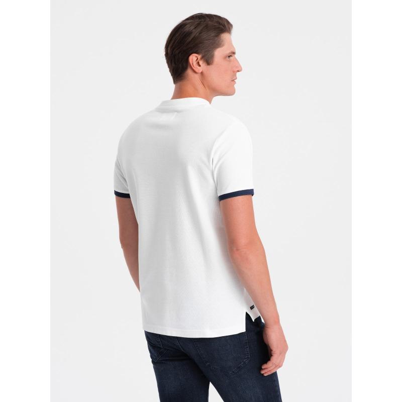 Pánská polokošile bez límečku V1 OM-TSCT-0156 bílá 