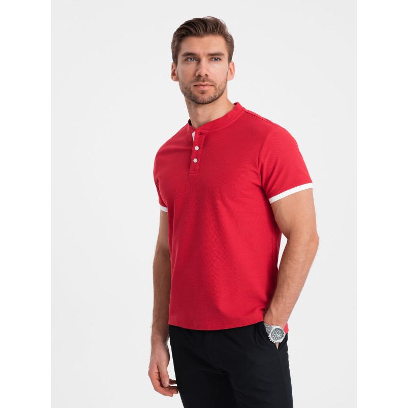 Pánská polokošile bez límečkuV2 OM-TSCT-0156 červená 