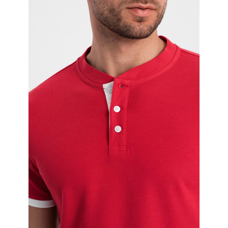 Pánská polokošile bez límečkuV2 OM-TSCT-0156 červená 