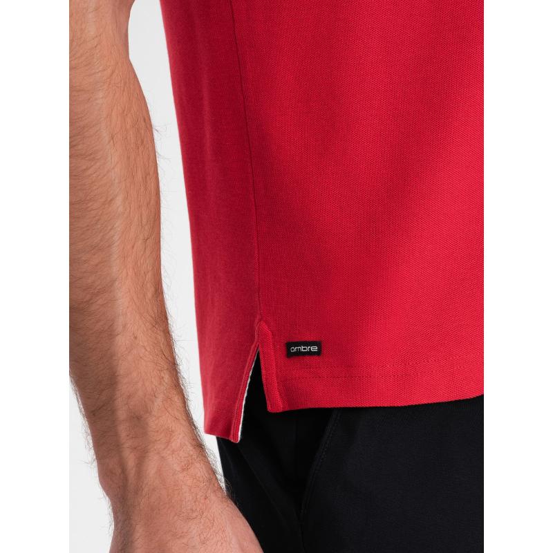 Pánská polokošile bez límečkuV2 OM-TSCT-0156 červená 