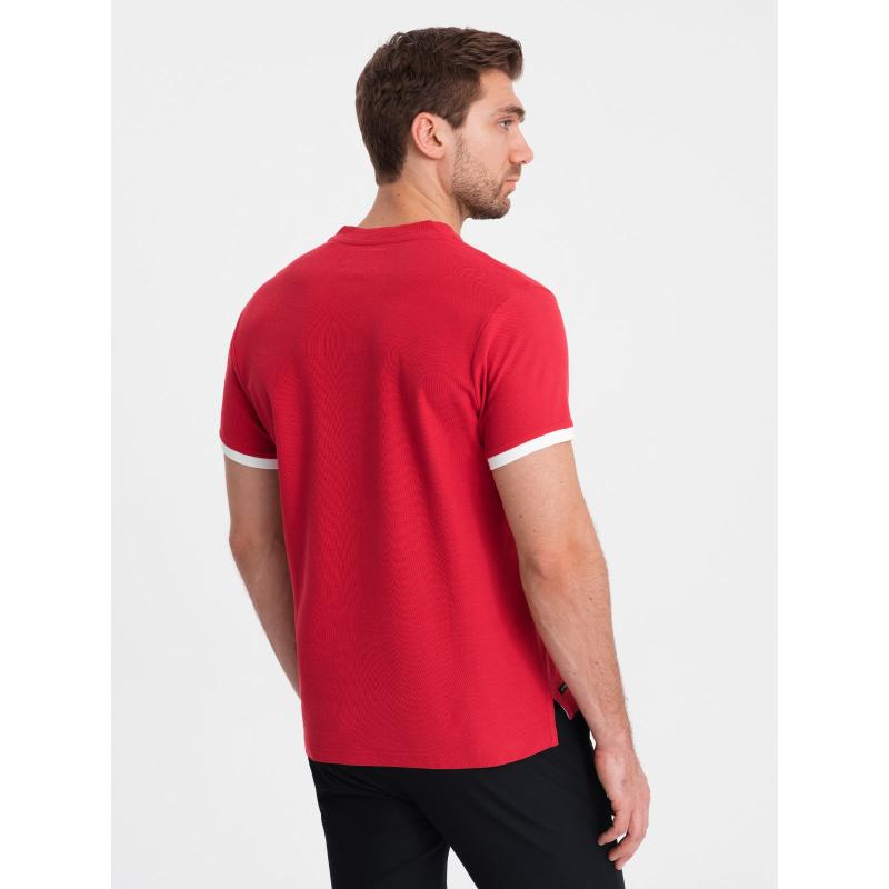 Pánská polokošile bez límečkuV2 OM-TSCT-0156 červená 