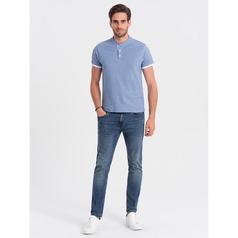 Férfi gallér nélküli pólóing V3 OM-TSCT-0156 kék