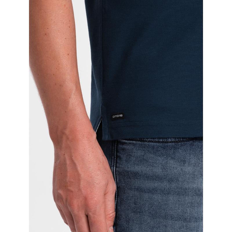 Férfi gallér nélküli pólóingV4 OM-TSCT-0156 sötétkék