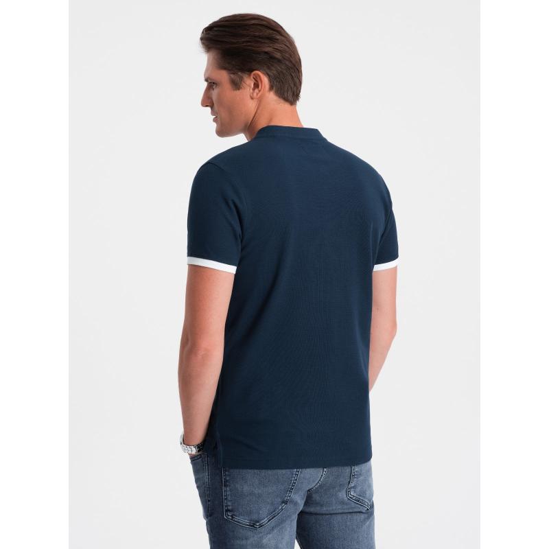 Férfi gallér nélküli pólóingV4 OM-TSCT-0156 sötétkék