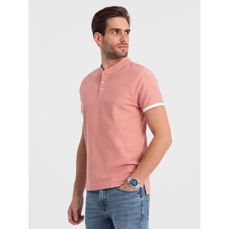 Férfi gallér nélküli pólóing V7 OM-TSCT-0156 rózsaszín