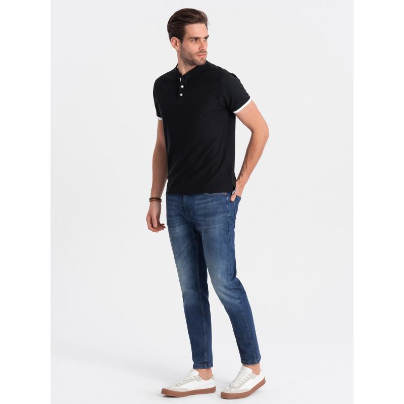 Pánská polokošile bez límečku V8 OM-TSCT-0156 černá 