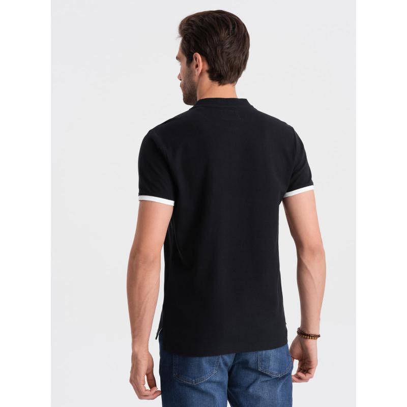 Pánská polokošile bez límečku V8 OM-TSCT-0156 černá 