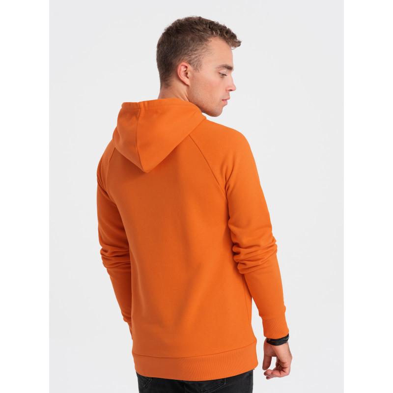 Pánská klokanová mikina s kapucí a potiskem V1 OM-SSPS-0155 oranžová 