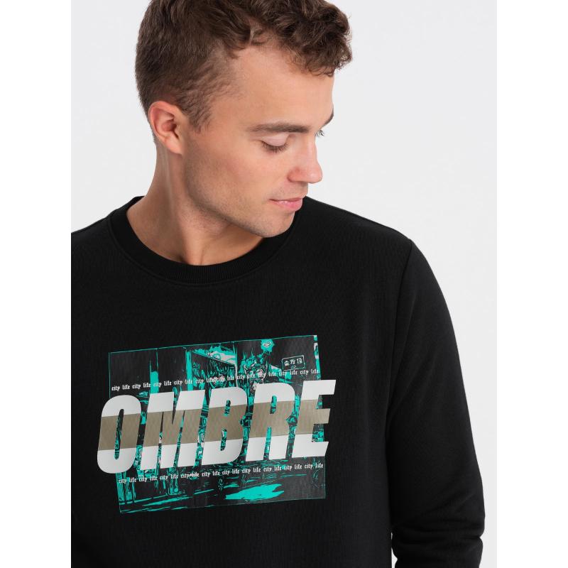 Pánska mikina s potlačou V3 OM-SSPS-0156 čierna