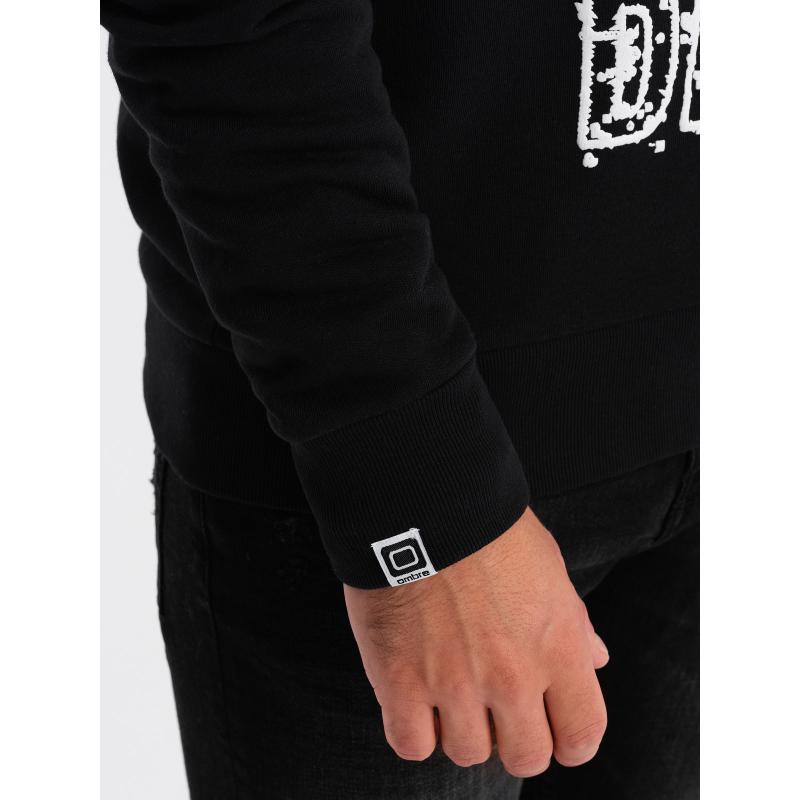 Pánska nepodšitá klokanka s kapucňou a potlačou V1 OM-SSPS-0158 čierna