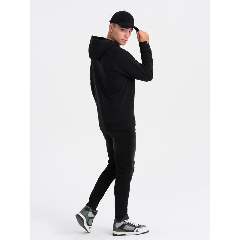 Pánska nepodšitá klokanka s kapucňou a potlačou V1 OM-SSPS-0158 čierna