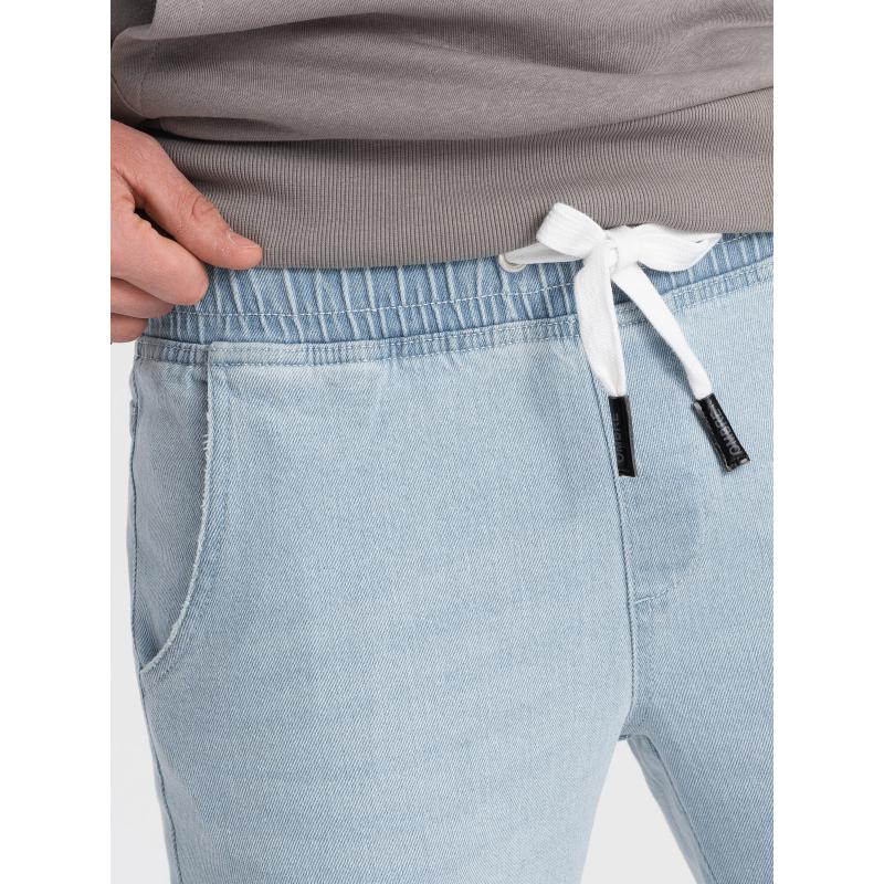 Pánské džínové kalhoty JOGGER s otěrem V1 OM-PADJ-0150 světle modré 