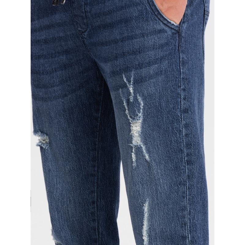 Pánské džínové kalhoty JOGGER s odřením V3 OM-PADJ-0150 modré 