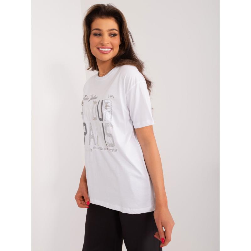 Női póló BAVA fehér színű nyomtatott pólóval