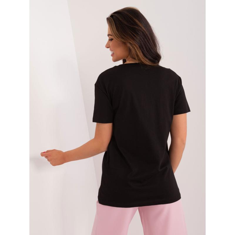 Női póló feliratos és applikációkkal KILA fekete