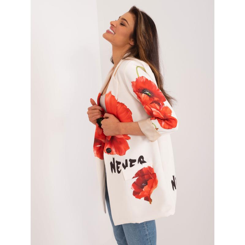 Dámské sako s květinovým potiskem MARA krémové