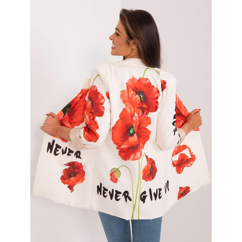 Dámské sako s květinovým potiskem MARA krémové