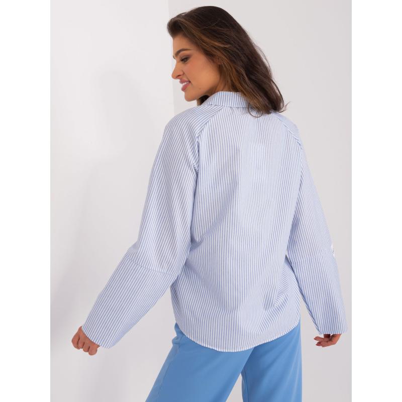 Női zsebes ing LASA világoskék és fehér