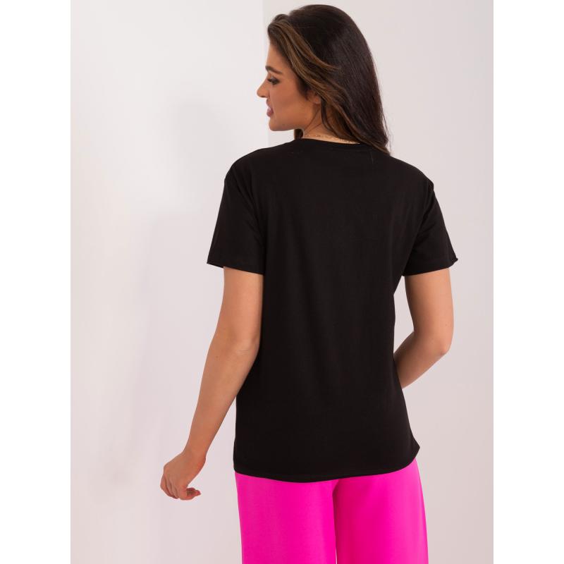 Női póló applikációkkal IMMA fekete