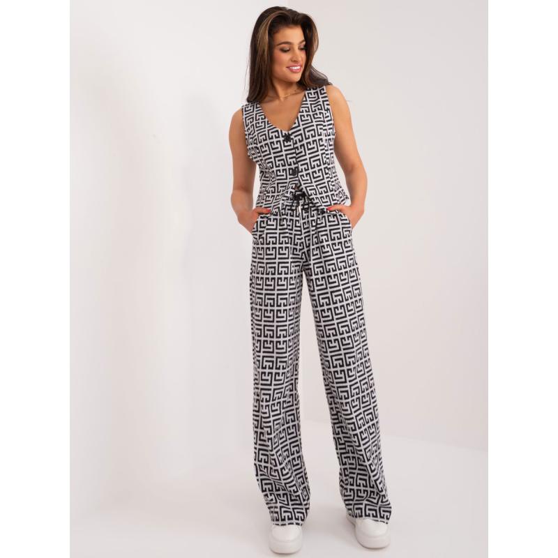 Dámské kalhoty s rovnými nohavicemi ORA šedočerné 