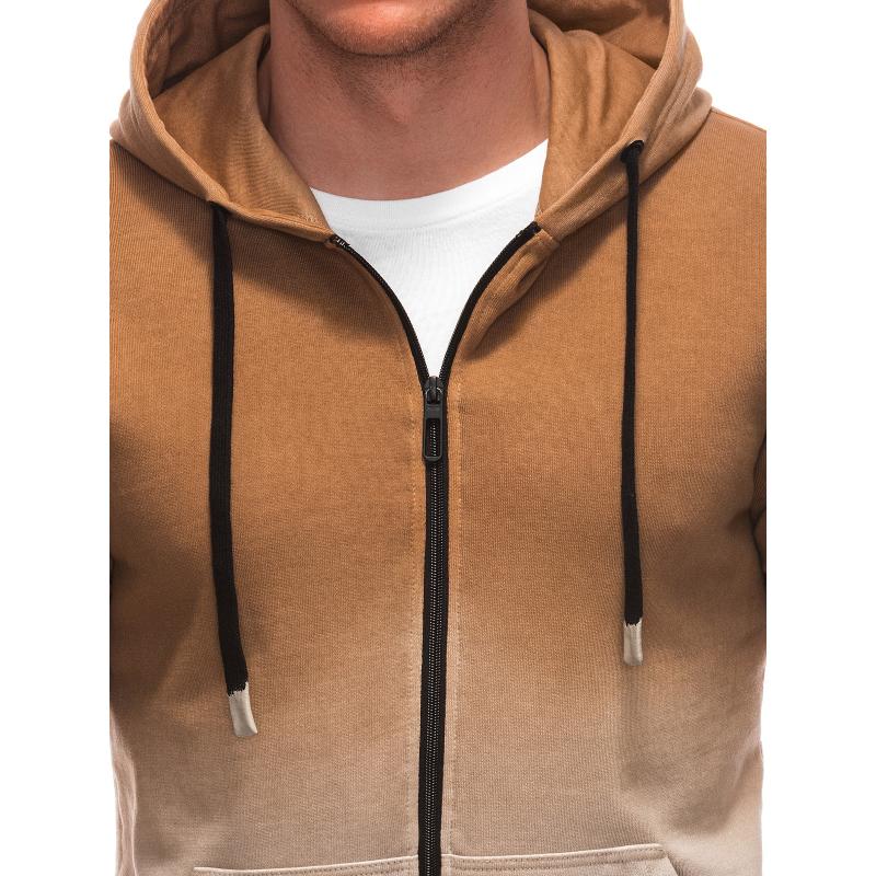 Férfi cipzáras kapucnis pulóver V6 OM-SSWS-0127 világosbarna