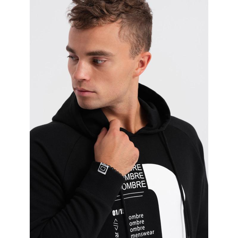 Pánska mikina s kapucňou s potlačou V3 OM-SSPS-0152 čierna