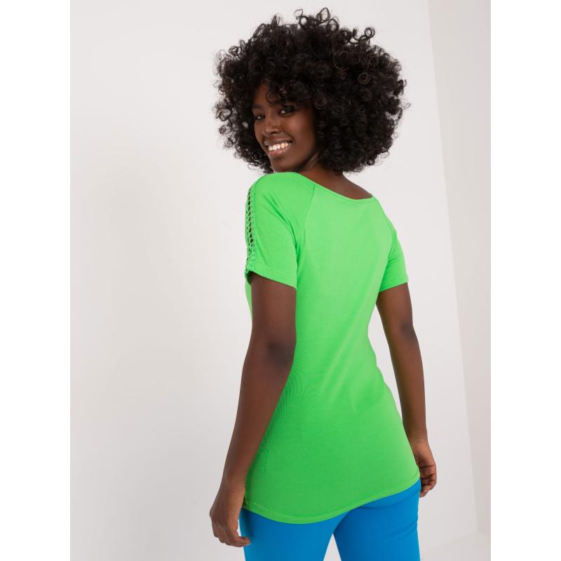 Dámská halenka s krajkou a aplikací MINAS světle zelená 